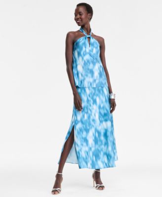 Women's Printed Satin Knotted Halter Top, Macy's Exclusive