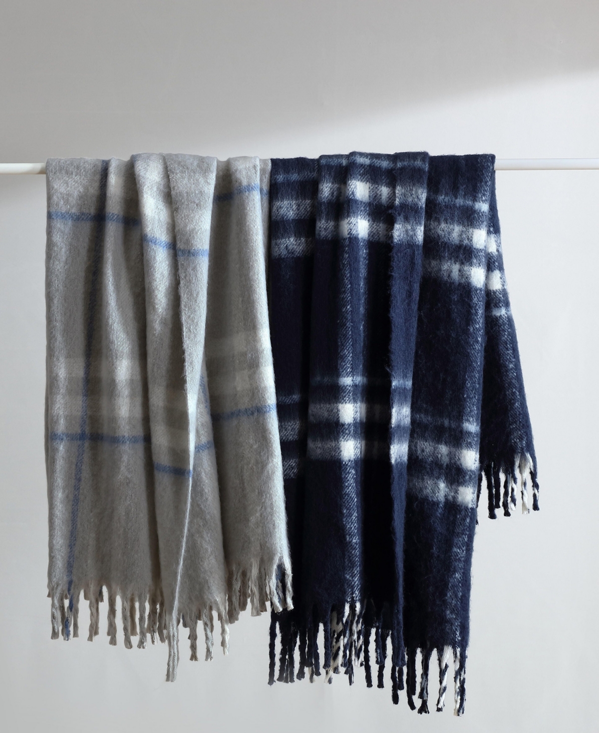 Nautica Ryan Cove Plaid Faux Mohair Throw, 60" X 50" In Blue