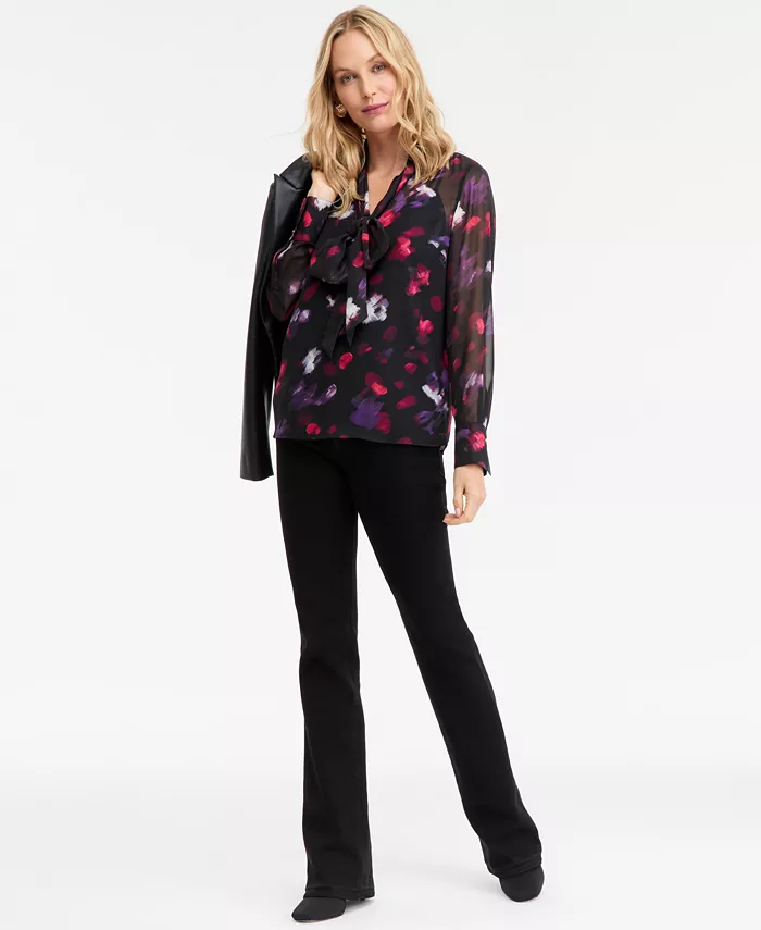 Women's Long-Sleeve Tie-Neck Blouse - thumbnail 6