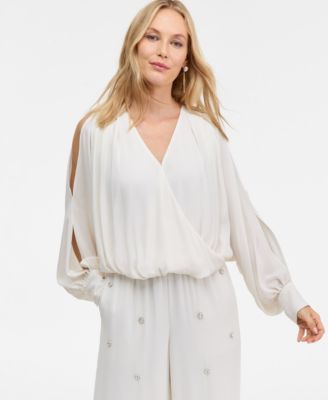 Women's Printed Arm-Slit Surplice Blouse, Macy's Exclusive