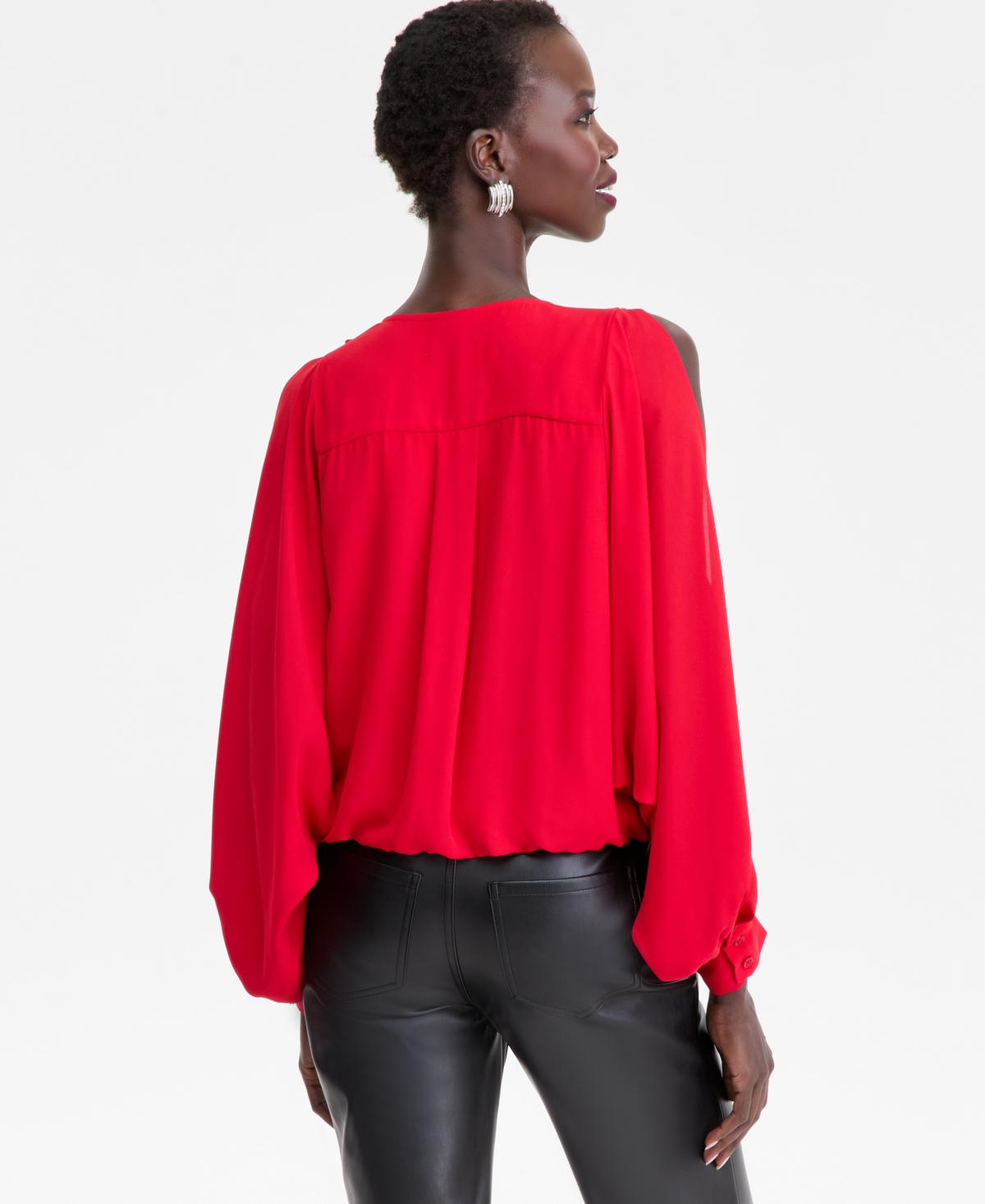 I.n.c. International Concepts Women's Printed Arm-Slit Surplice Blouse, Macy's Exclusive