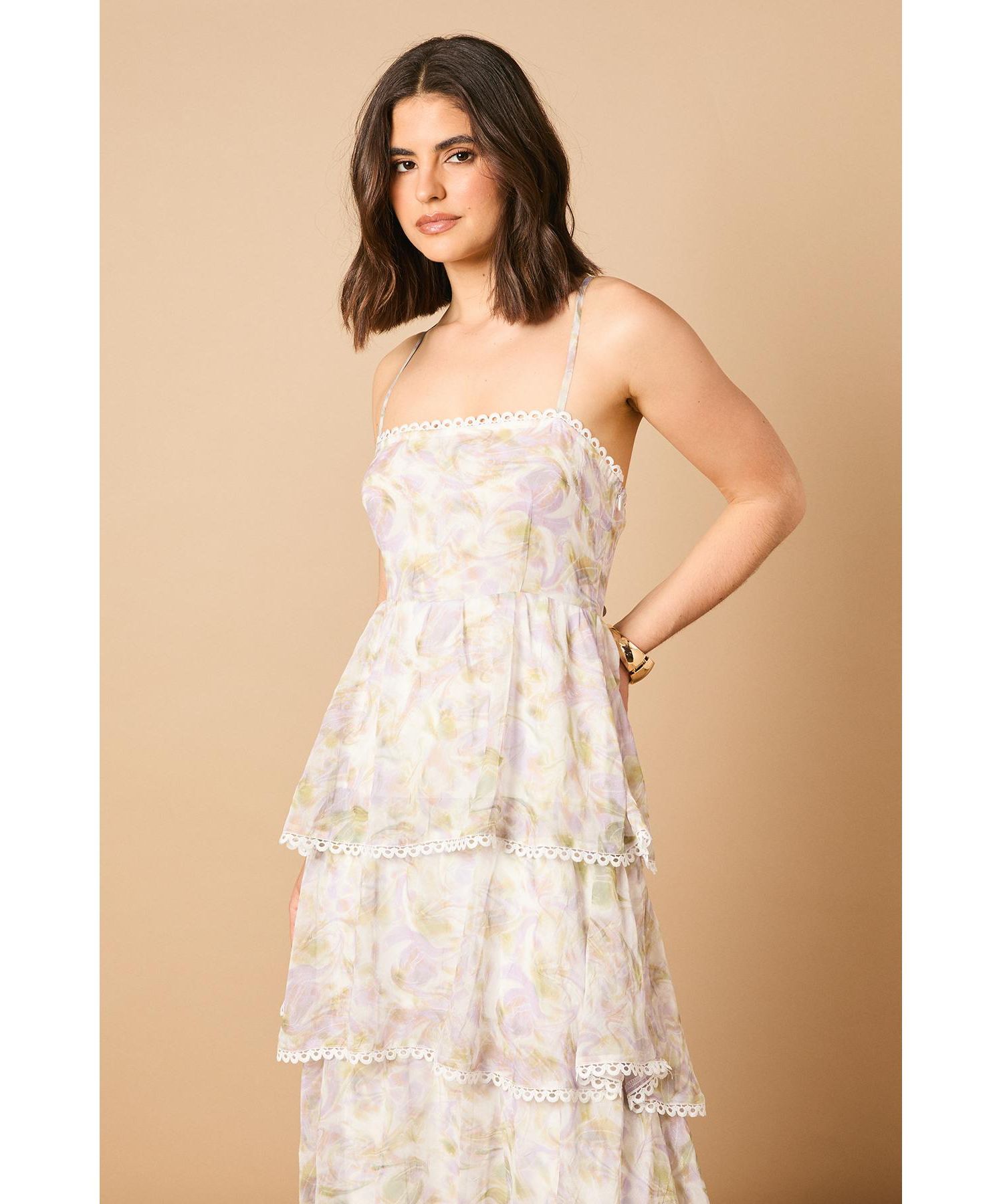 Women's Tiered Spaghetti Strap Maxi Dress
