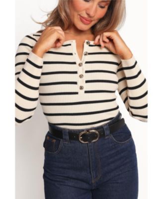 Women's Deni Henley Bodysuit - Stripe