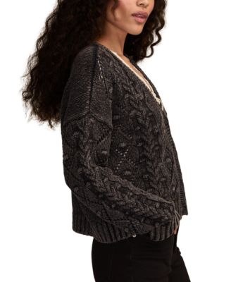 Women's Cropped Cable Cardigan Sweater