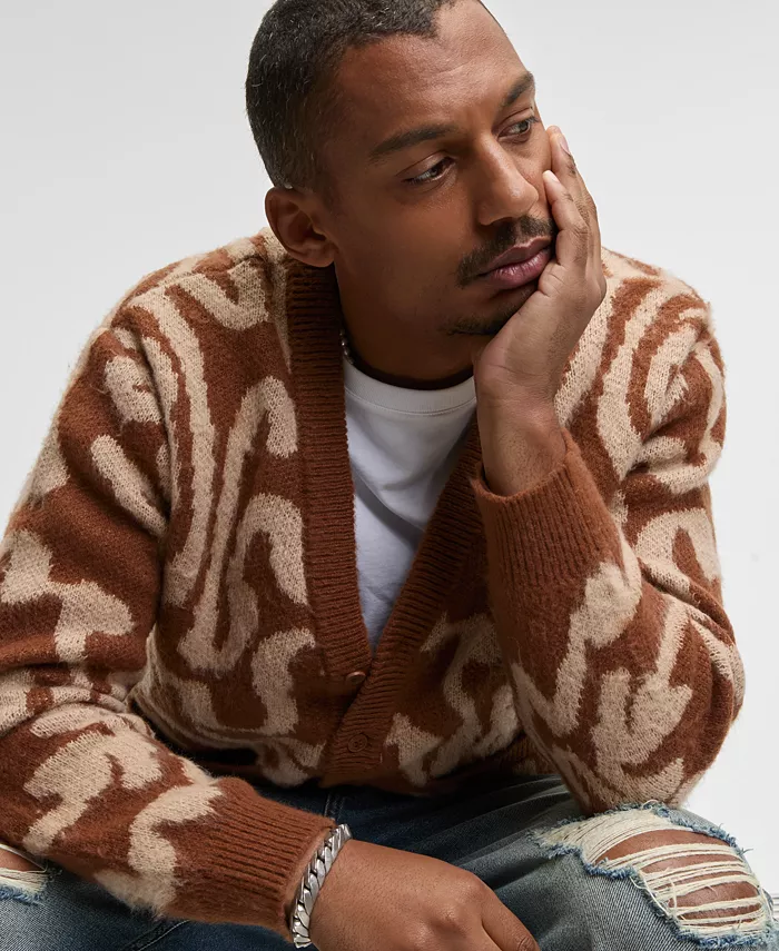 Men's Swirl V-Neck Cardigan - thumbnail 4