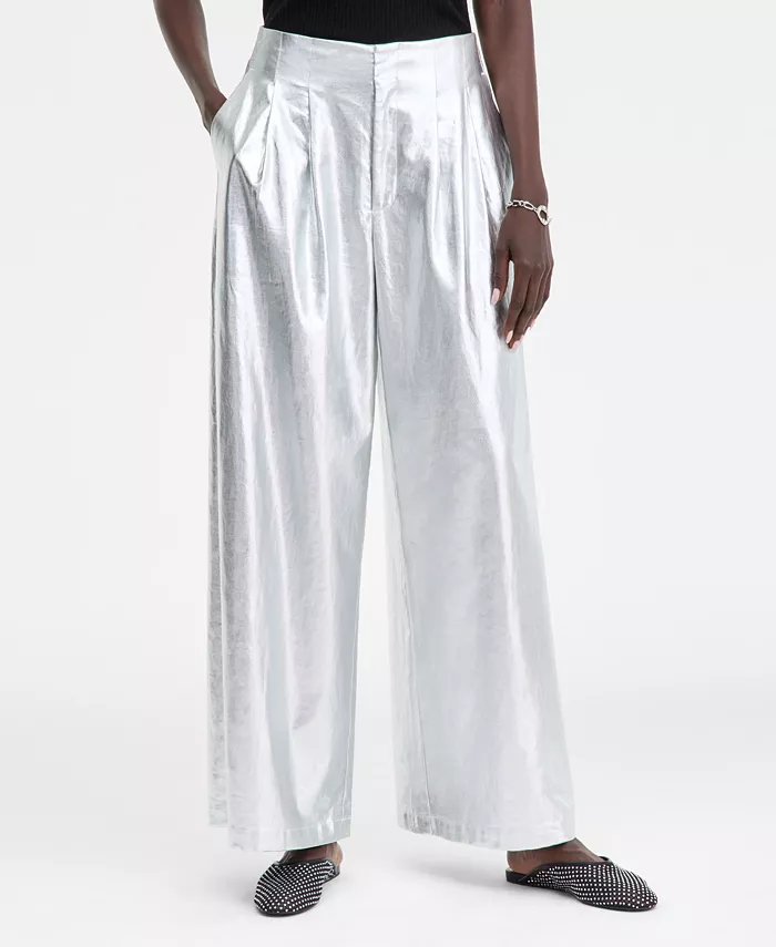 Women's Metallic Wide-Leg Pants