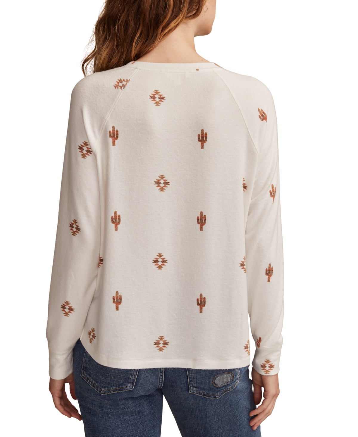 Lucky Brand Cloud Raglan Sleeve Knit Top In Neutral