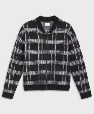 Men's Relaxed-Fit Plaid Zipper Sweater, Macy's Exclusive