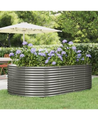 Garden Raised Bed Grey Powder-coated steel Large Durable