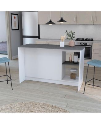 59"W Manufactured Wood Open Shelves, Double-Door Cabinet Padua Kitchen Island