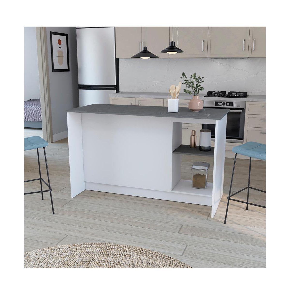 We Have Furniture Kitchen Island Padua, Kitchen, White / Onyx