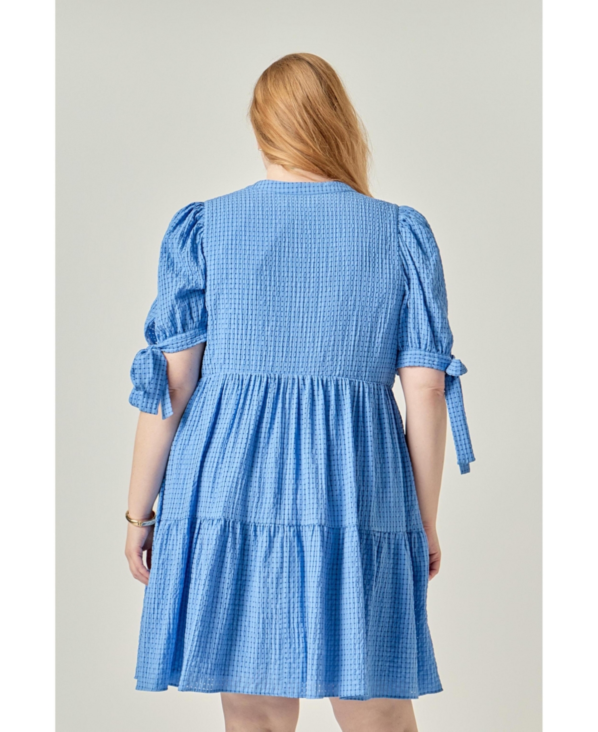 English Factory Plus Gingham Tiered Mini Dress
