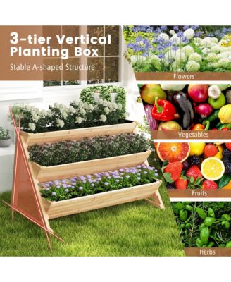 3-Tier Raised Garden Bed with Storage Shelf and Side Hooks