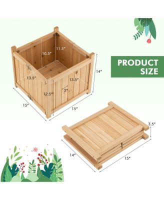 Garden Wooden Planter Box Folding Raised  Outdoor Plant Container w/ Drainage Hole