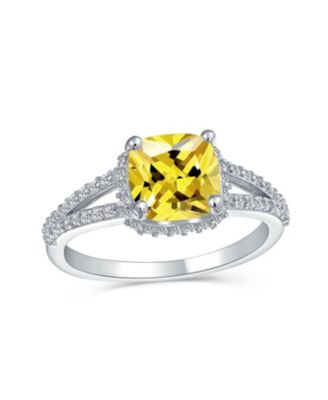 Classic 3CT AAA CZ Solitaire Square Cushion Cut Promise Ring With Split Shank Thin Band .925 Sterling Silver