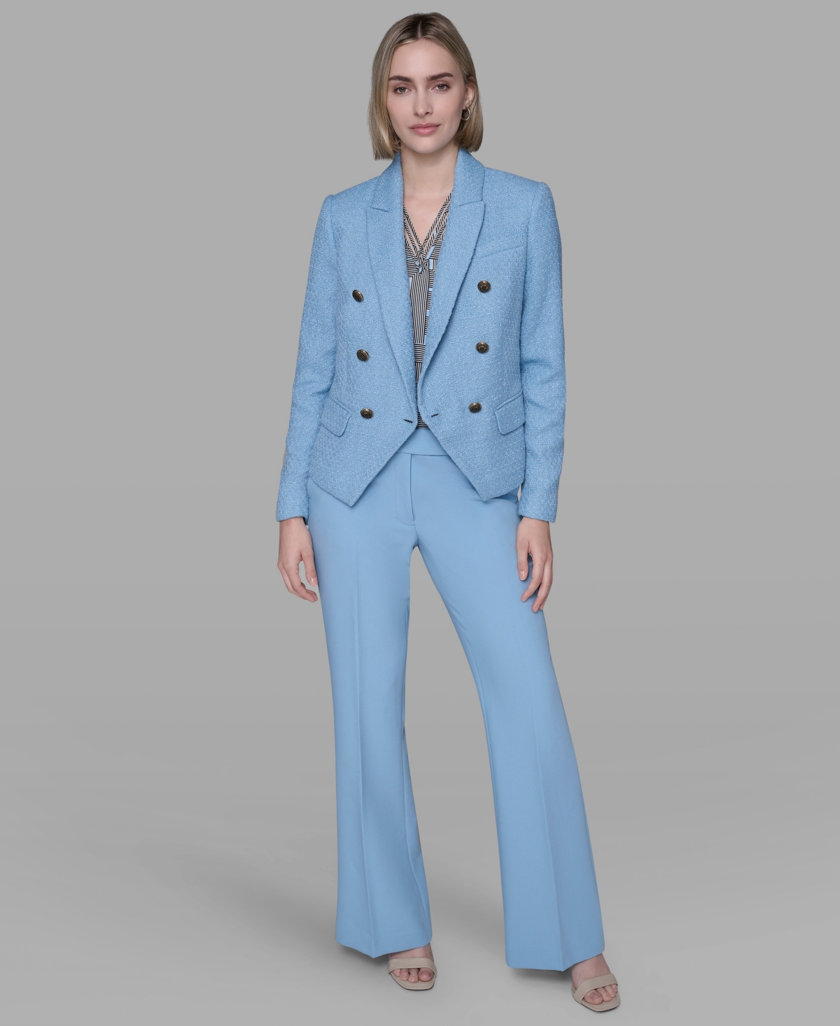 Karl Lagerfeld Women's Cropped Long Sleeves Jacket In Blue