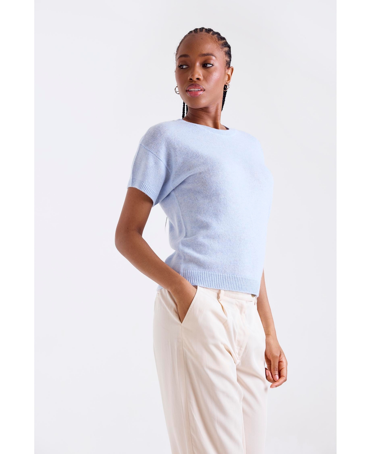 1982 Women's Esme Short Sleeve Crew Neck Cashmere Top