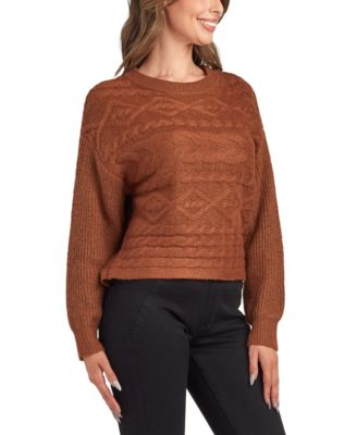 Juniors' Crewneck Pull On Sweater