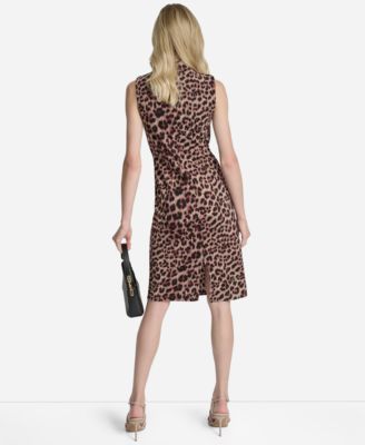 Women's Sleeveless Mock Neck Sheath Dress