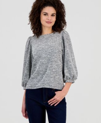 AK Anne Klein - Plus Size Balloon-Sleeve Crewneck Top