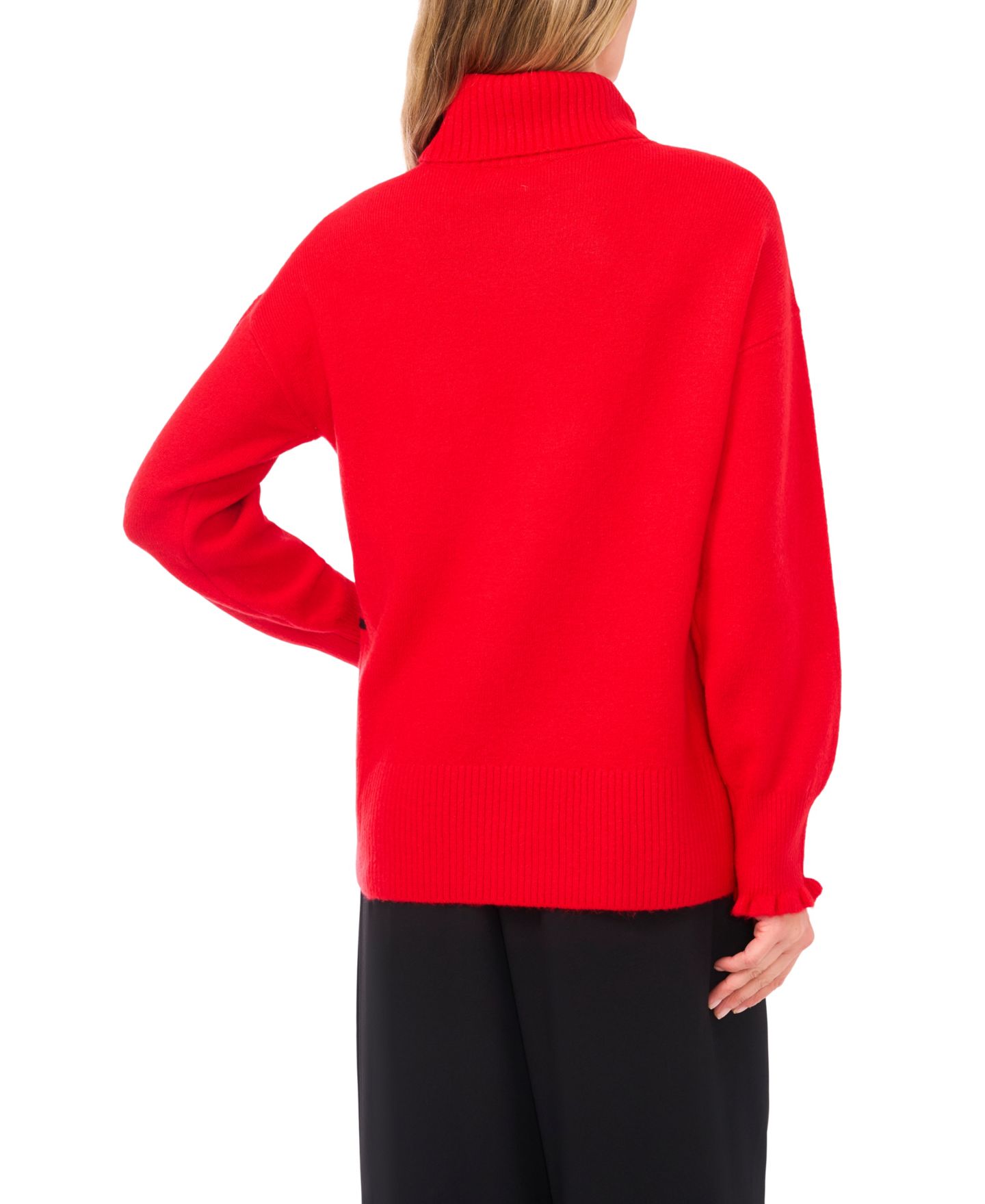 Женский свитер CeCe Embroidered Ribbon Turtleneck, цвет: Яркий вишнёвый — фото 3