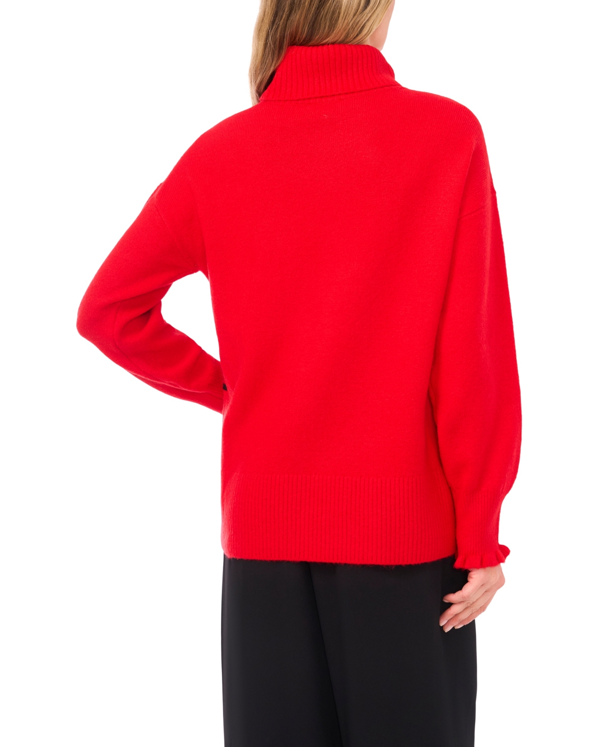 CeCe Women's Embroidered Ribbon Turtleneck Sweater
