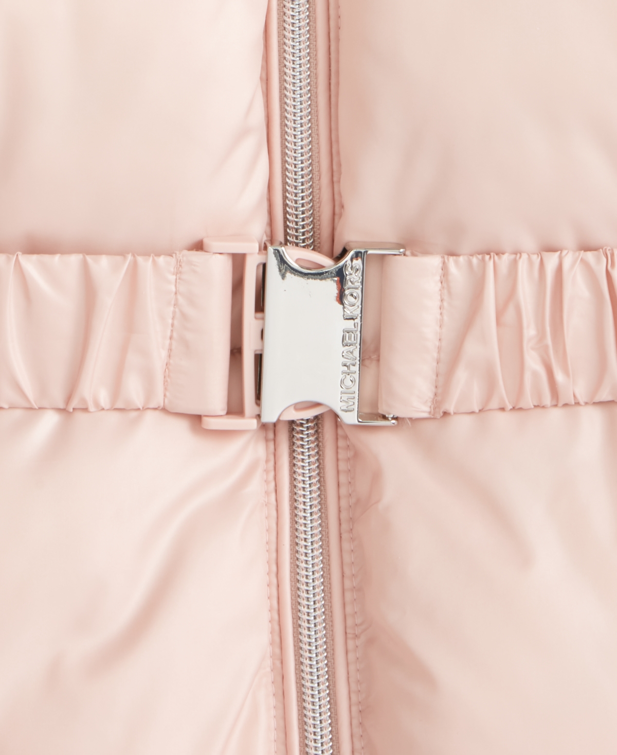 Michael Kors Girls 7-16 Belted Stadium Puffer Jacket With Faux-fur Trim In Pink
