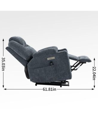 Lift Recliner Chair with Massage, Heat & USB Charging, Chenille Upholstery, Cup Holders, 350 LBS Support