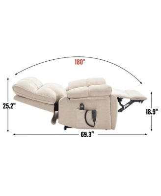 Oversized Chenille Lift Recliner with Heat & Massage, Cup Holders, Dual Motor Electric Chair for Seniors-Maison Boucle