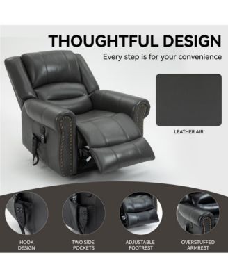  1 Pc  Faux Leather   Power Lift, Dual Motor, Massage , Lumbar Heat, USB-A & USB-C Ports, Infinite Position  Electric Recliner Chair