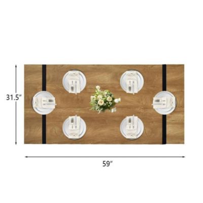 5-Piece Dining Set with 59 Inch Rectangular Table and 4 Upholstered Chairs, Space-Saving Design for Kitchen or Dining Room-Maison Boucle