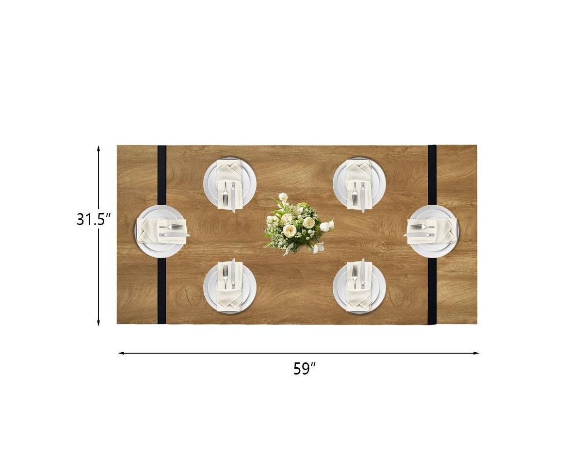 5-Piece Dining Set with 59 Inch Rectangular Table and 4 Upholstered Chairs, Space-Saving Design for Kitchen or Room-Maison Boucle