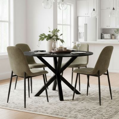 5-Piece Modern Dining Set with 39.5 Inch Round Table and 4 Chairs, Multiple Color Options for Kitchen & Dining Room-Maison Boucle
