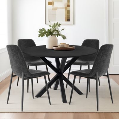5-Piece Modern Dining Set with 39.5 Inch Round Table and 4 Chairs, Multiple Color Options for Kitchen & Dining Room-Maison Boucle