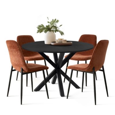 5-Piece Modern Dining Set with 39.5 Inch Round Table and 4 Chairs, Multiple Color Options for Kitchen & Dining Room-Maison Boucle
