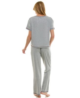 Women's 2-Piece Short Sleeve Top and Flare Pants Set