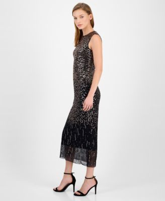 Women's Sequin Sleeveless Midi Sheath Dress