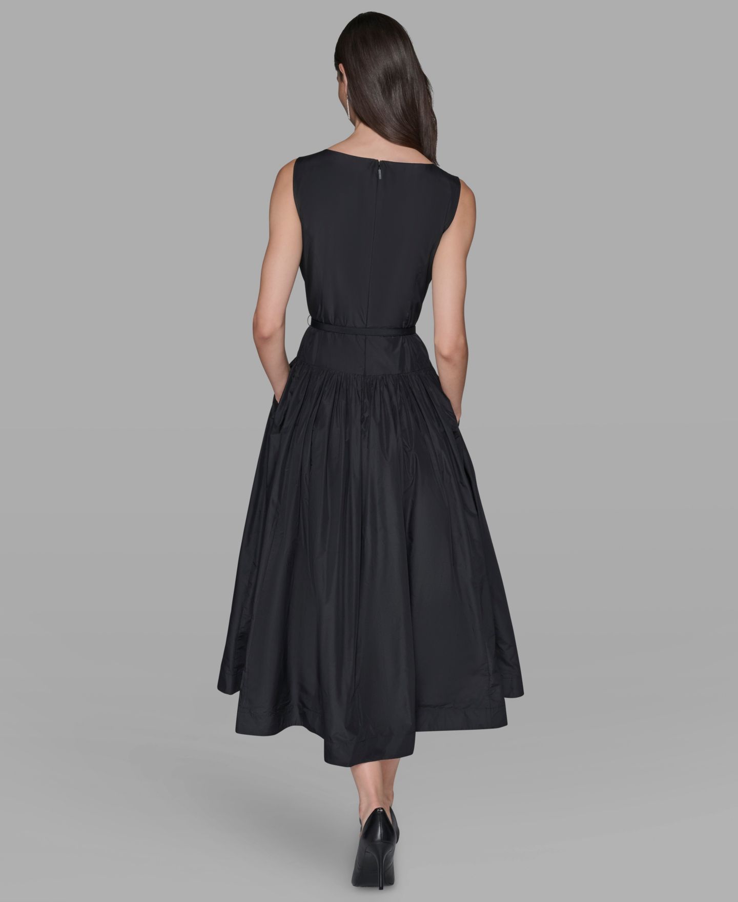 Женское платье KARL LAGERFELD PARIS Taffeta Drop-Waist Ball Gown, цвет: Чёрный — фото 3