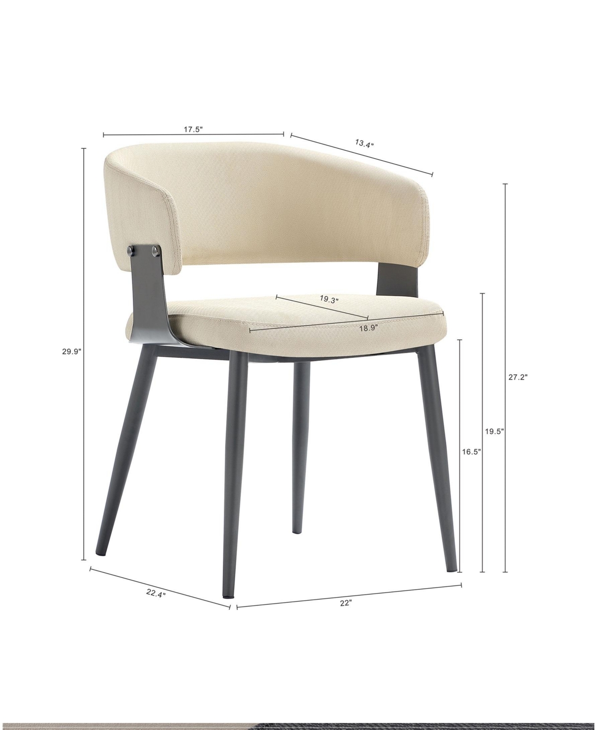 Manhattan Comfort Luce Textured 22.9" Leatherette Upholstered Dining Chair In Sand
