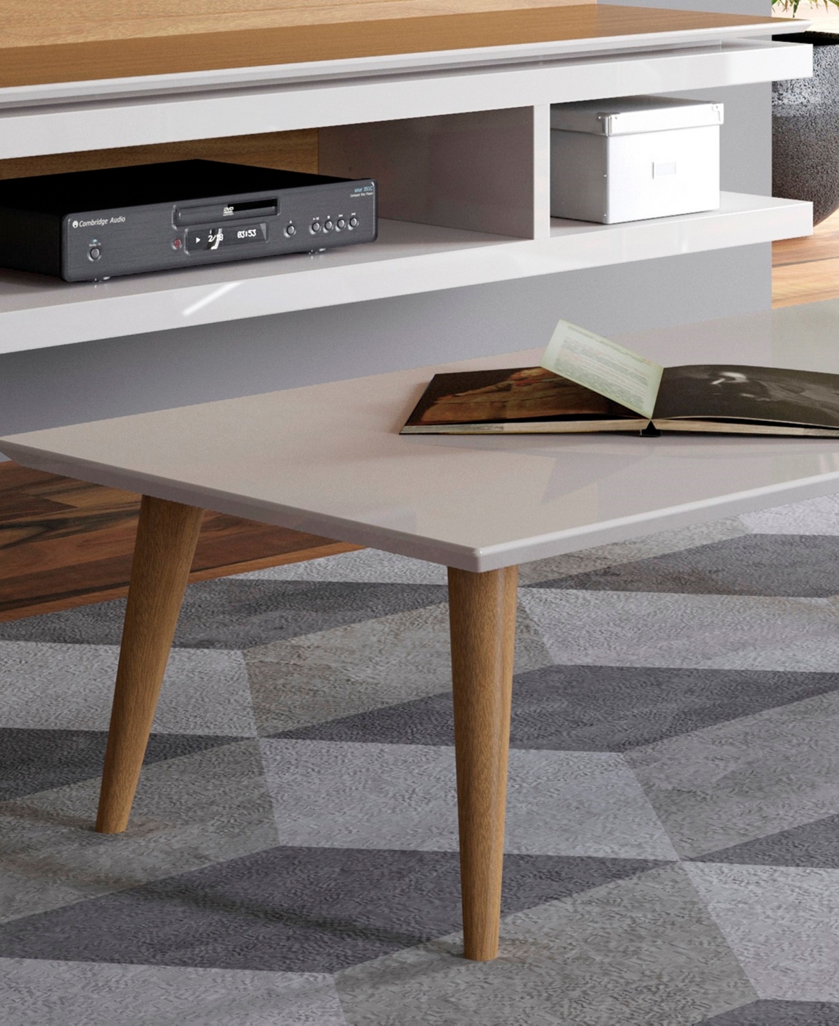 Manhattan Comfort Utopia 17.52" Wood Low Rectangle Coffee Table In White