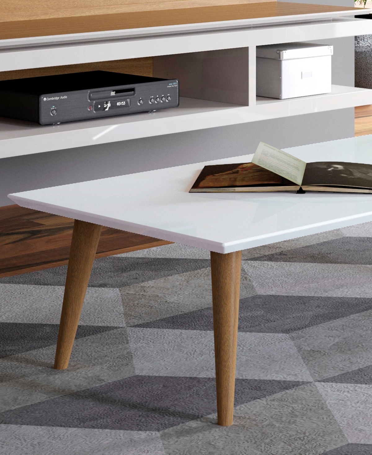 Manhattan Comfort Utopia Low Rectangle End Table In White