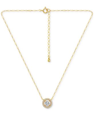 Round Necklace (1-1/2 ct.t.w) in 18K Gold Plated Sterling Silver, Macy's Exclusive