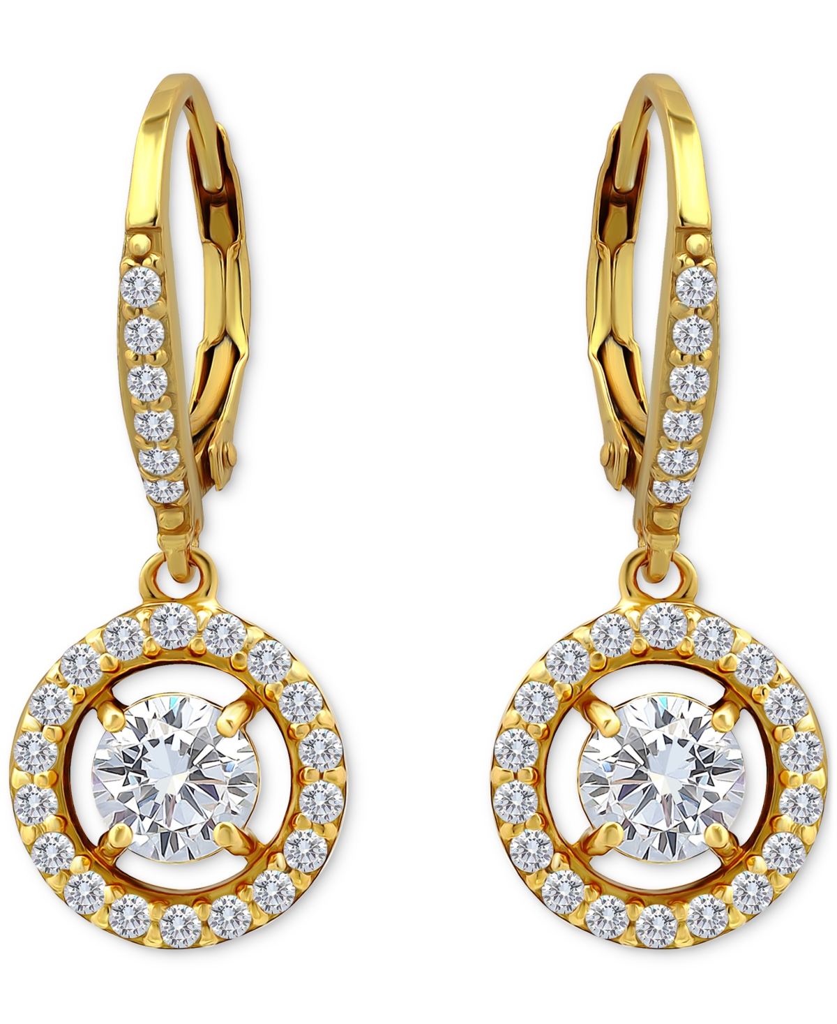 Giani Bernini Round Drop Earrings (2-1/3 Ct. T.w.) In 18k Gold Plated Sterling Silver, Macy's Exclusive In Gold