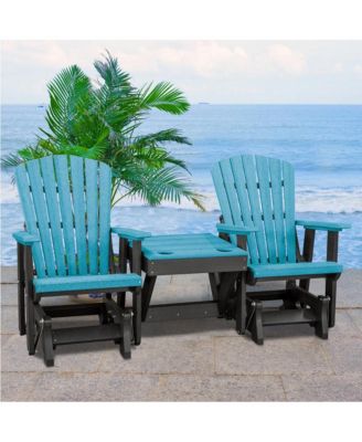 Double Glider with Center Table in Aruba Blue and Black