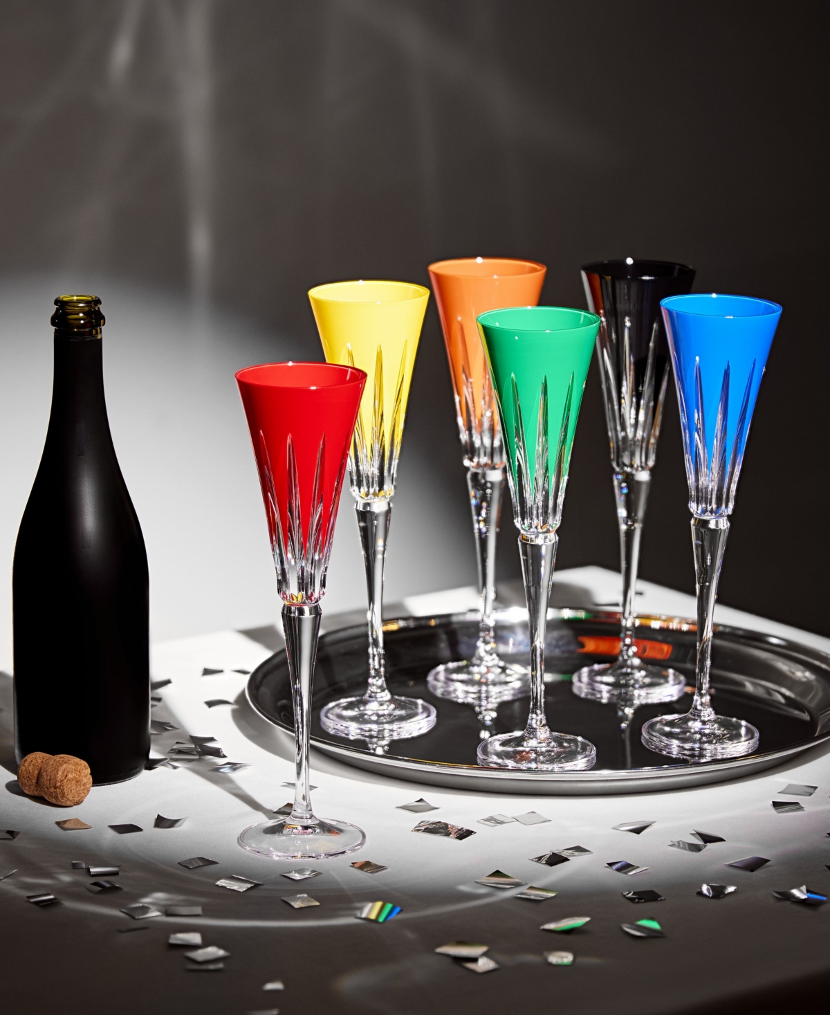Waterford New Year Firework Champagne Flute Glasses, Set Of 6 Mixed In Multi