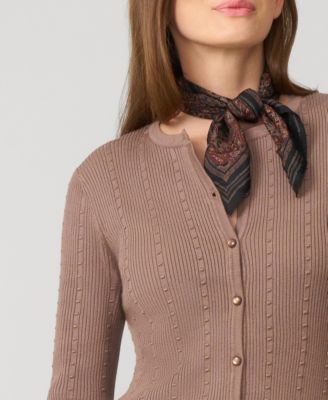 Women's Textured Rib Crewneck Cardigan