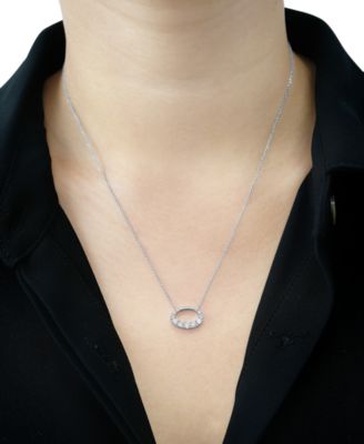 Diamond Oval Necklace (1/3 ct.t.w.) in 10k White Gold