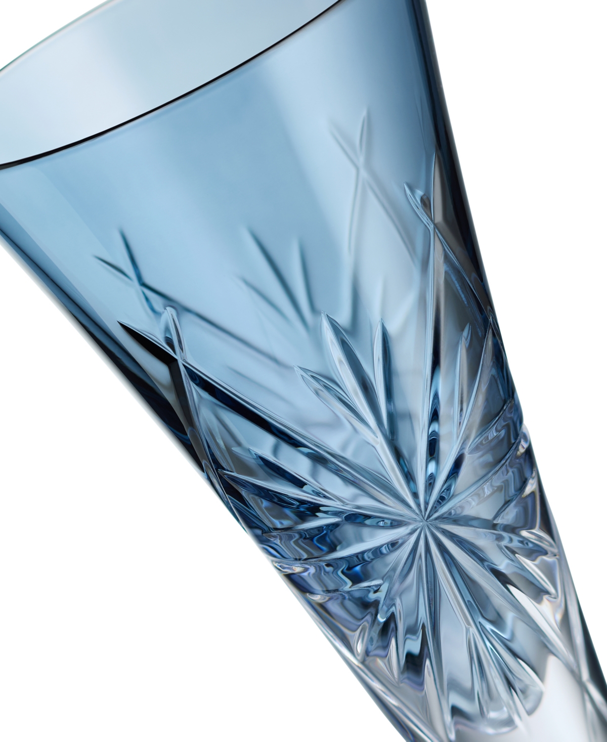 Waterford Winter Wonders Icy Blue Snowflake Set Of 2 Lead Crystal Champagne Flutes In Blue