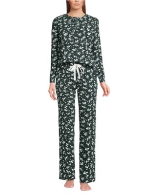 Women's Petite Knit 2 Piece Pajama Set - Long Sleeve Top and Pants