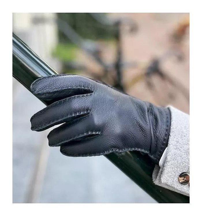 Men`s Premium Deer Skin Touchscreen Gloves "CHARLES Touch" Wool Lining - thumbnail 2
